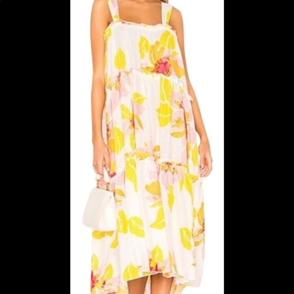 Floral Tiered Sundress - Yellow & Pink